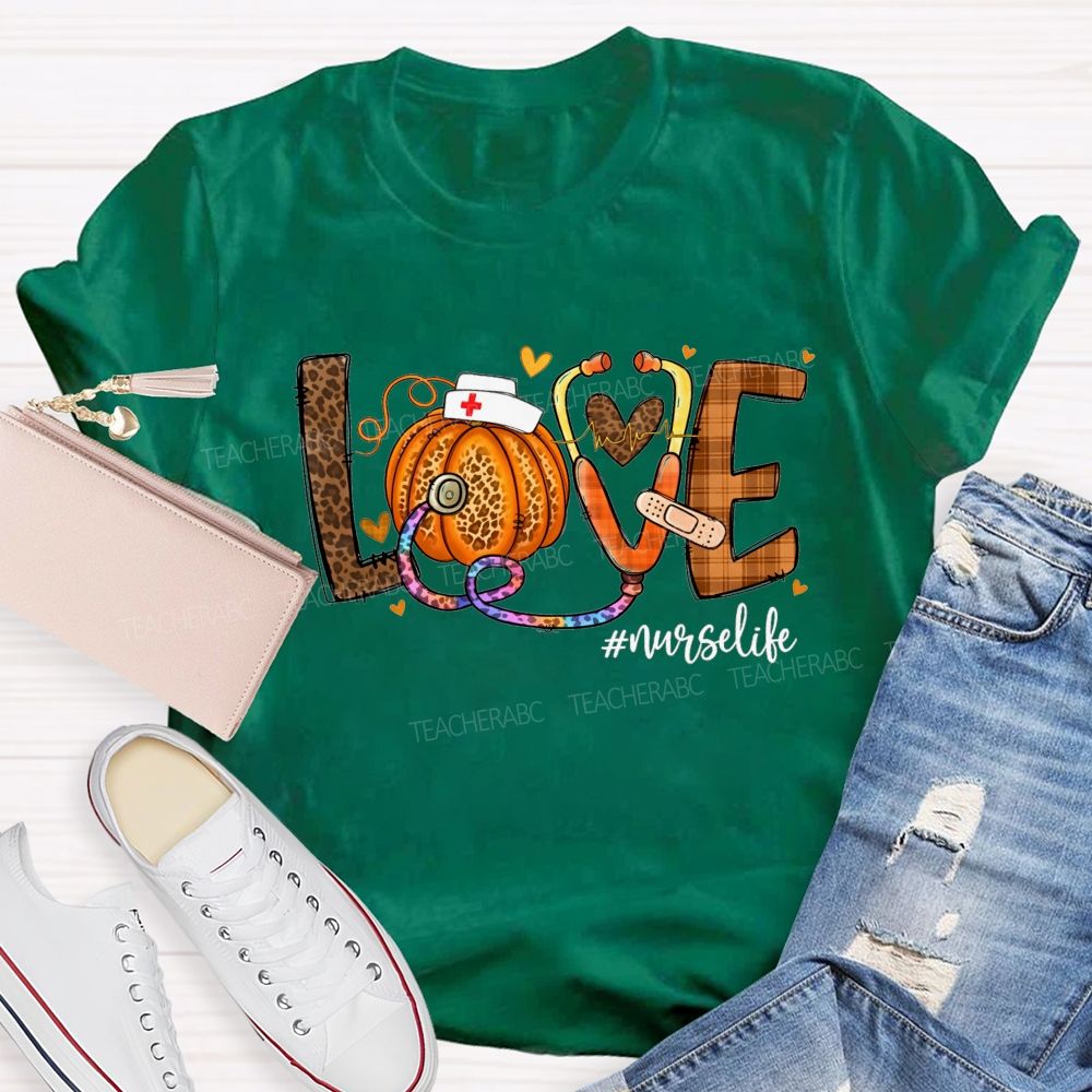 Fall Love Nurse Life Pumpkin T-shirt