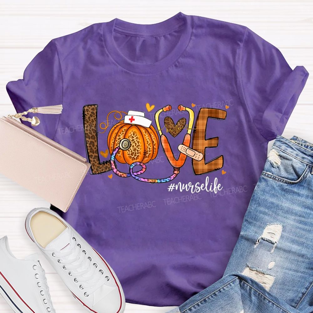 Fall Love Nurse Life Pumpkin T-shirt