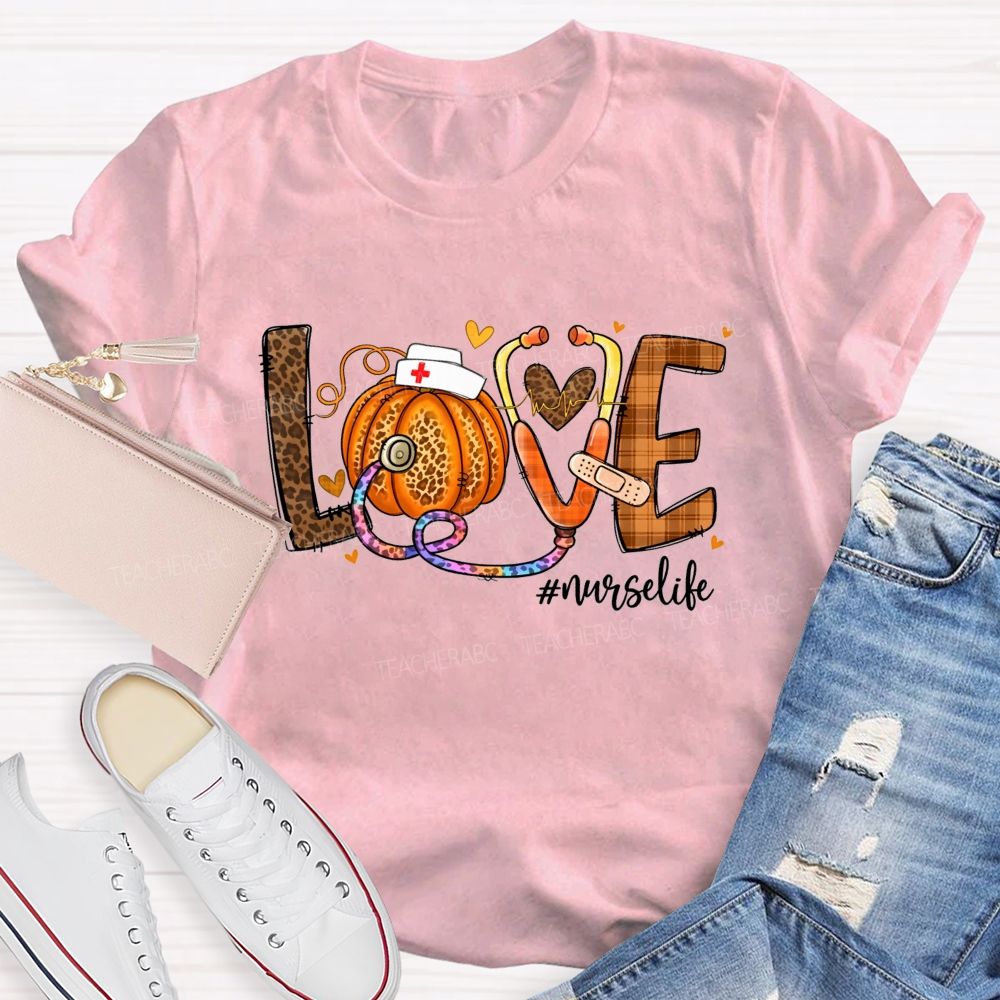 Fall Love Nurse Life Pumpkin T-shirt