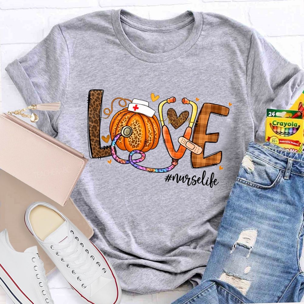 Fall Love Nurse Life Pumpkin T-shirt