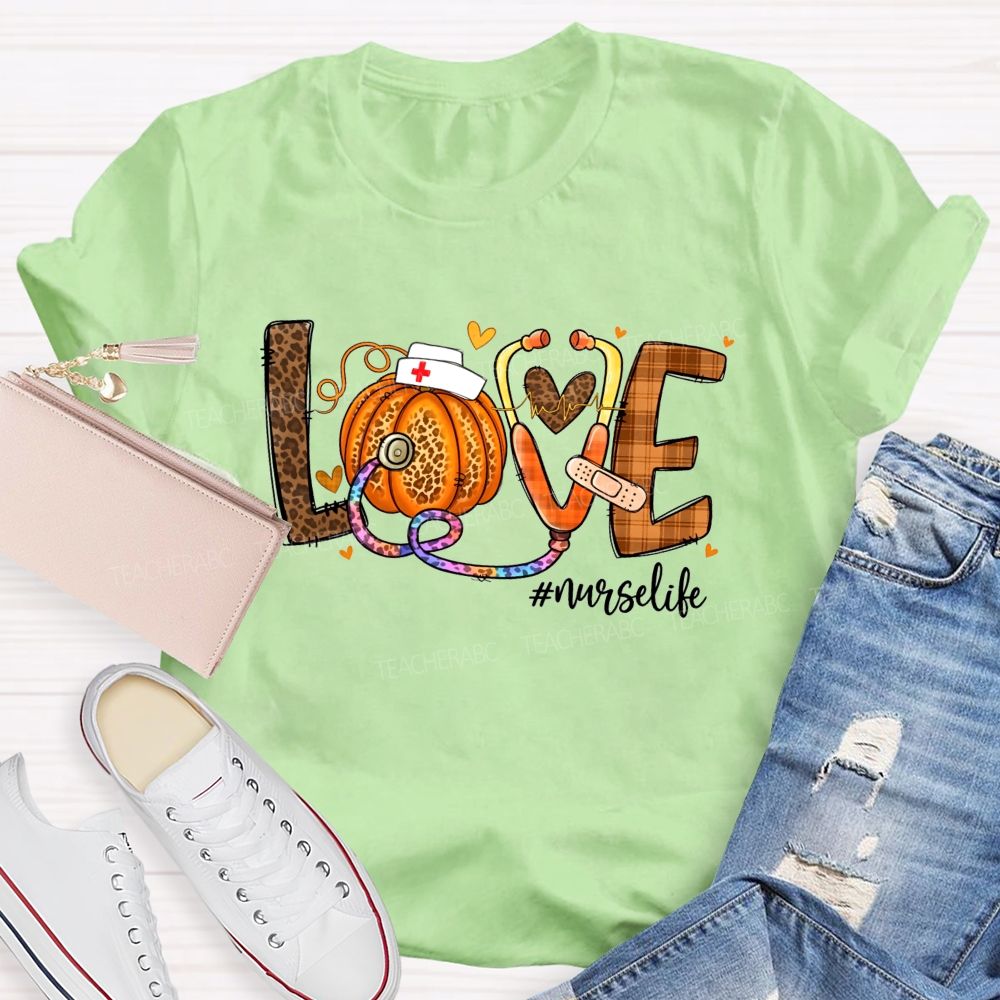 Fall Love Nurse Life Pumpkin T-shirt