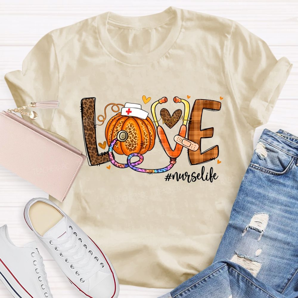 Fall Love Nurse Life Pumpkin T-shirt