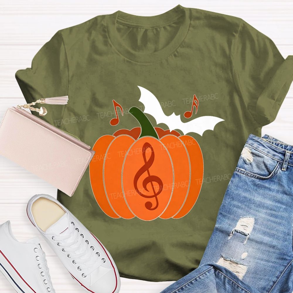 Treble Clef Pumpkin Halloween Music Lover Teacher T-shirt
