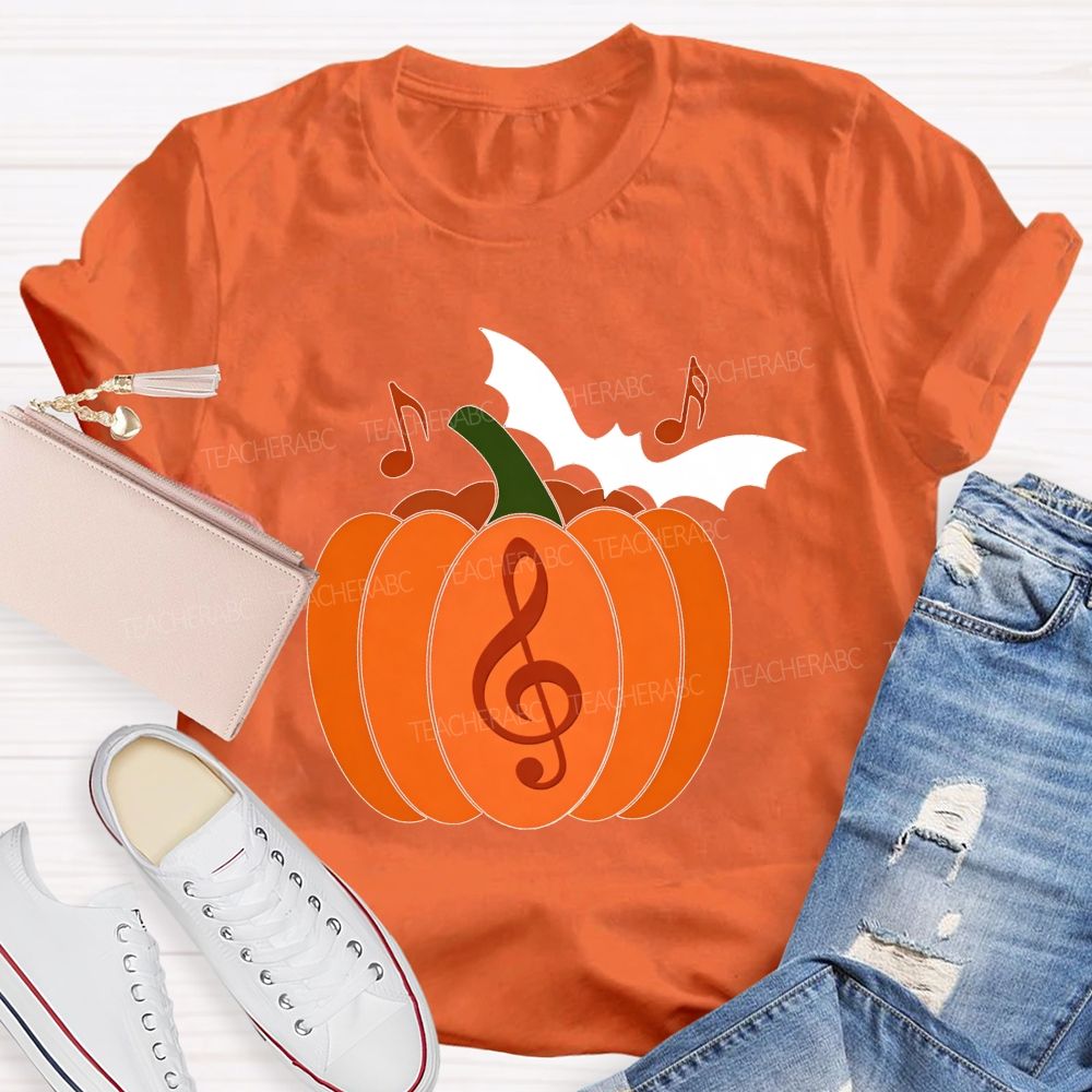 Treble Clef Pumpkin Halloween Music Lover Teacher T-shirt