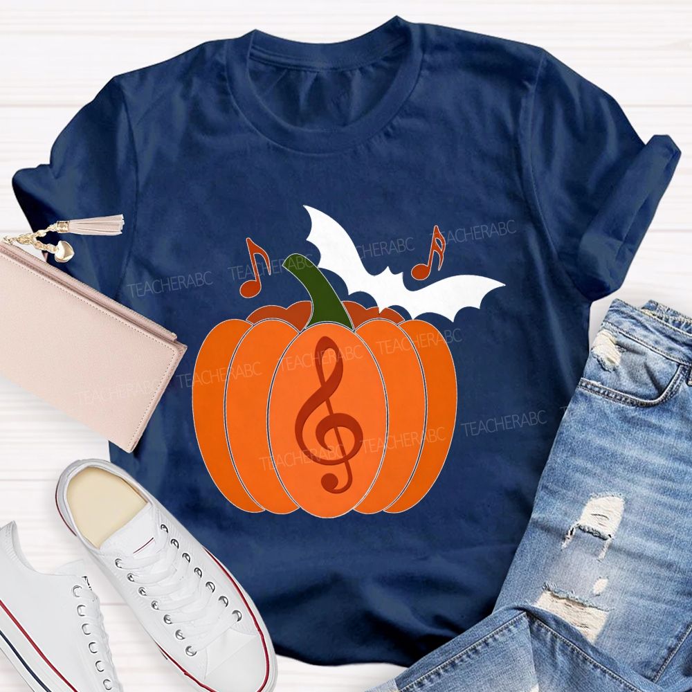 Treble Clef Pumpkin Halloween Music Lover Teacher T-shirt