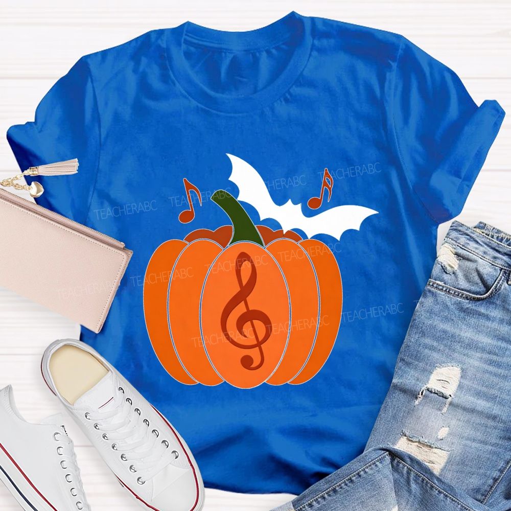 Treble Clef Pumpkin Halloween Music Lover Teacher T-shirt
