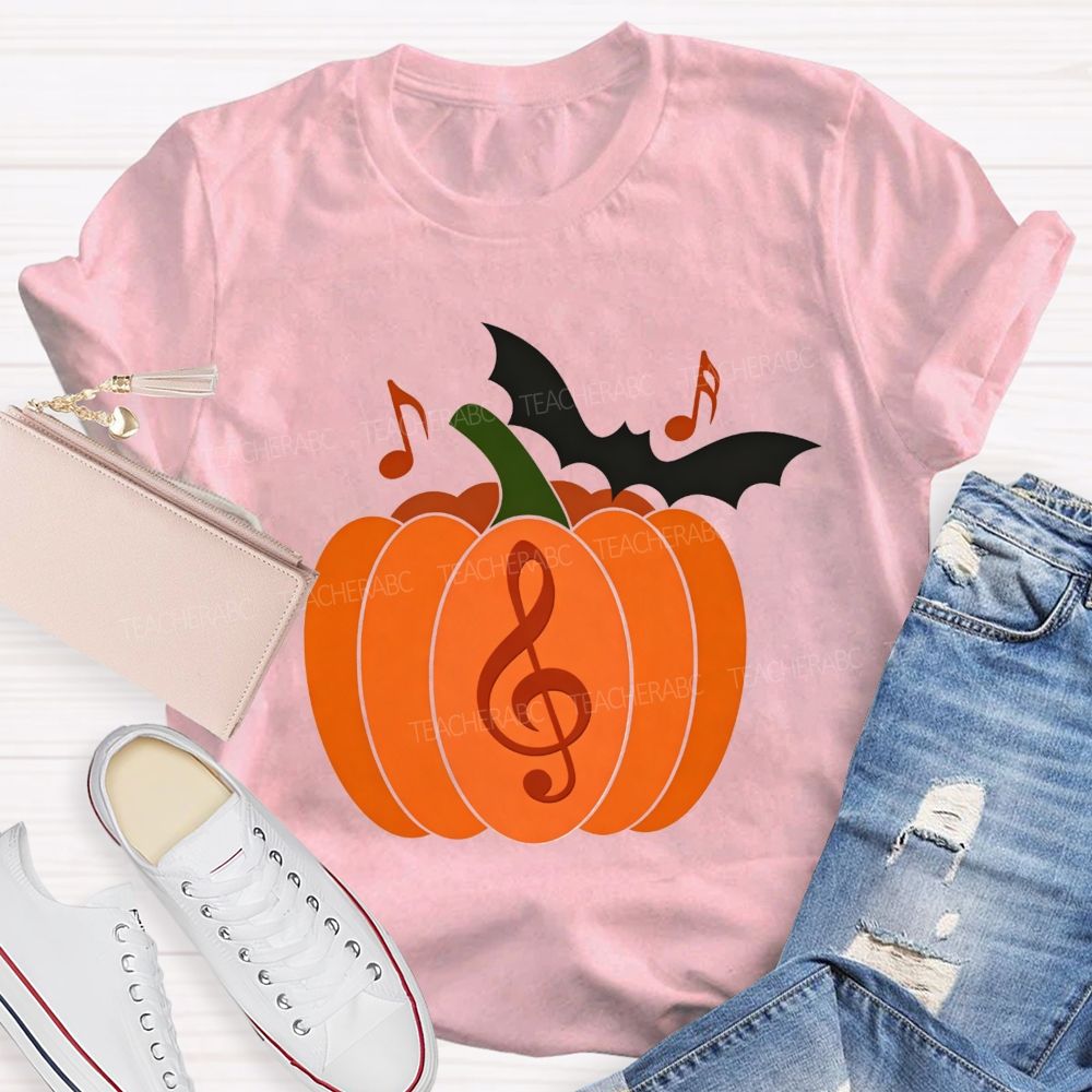 Treble Clef Pumpkin Halloween Music Lover Teacher T-shirt