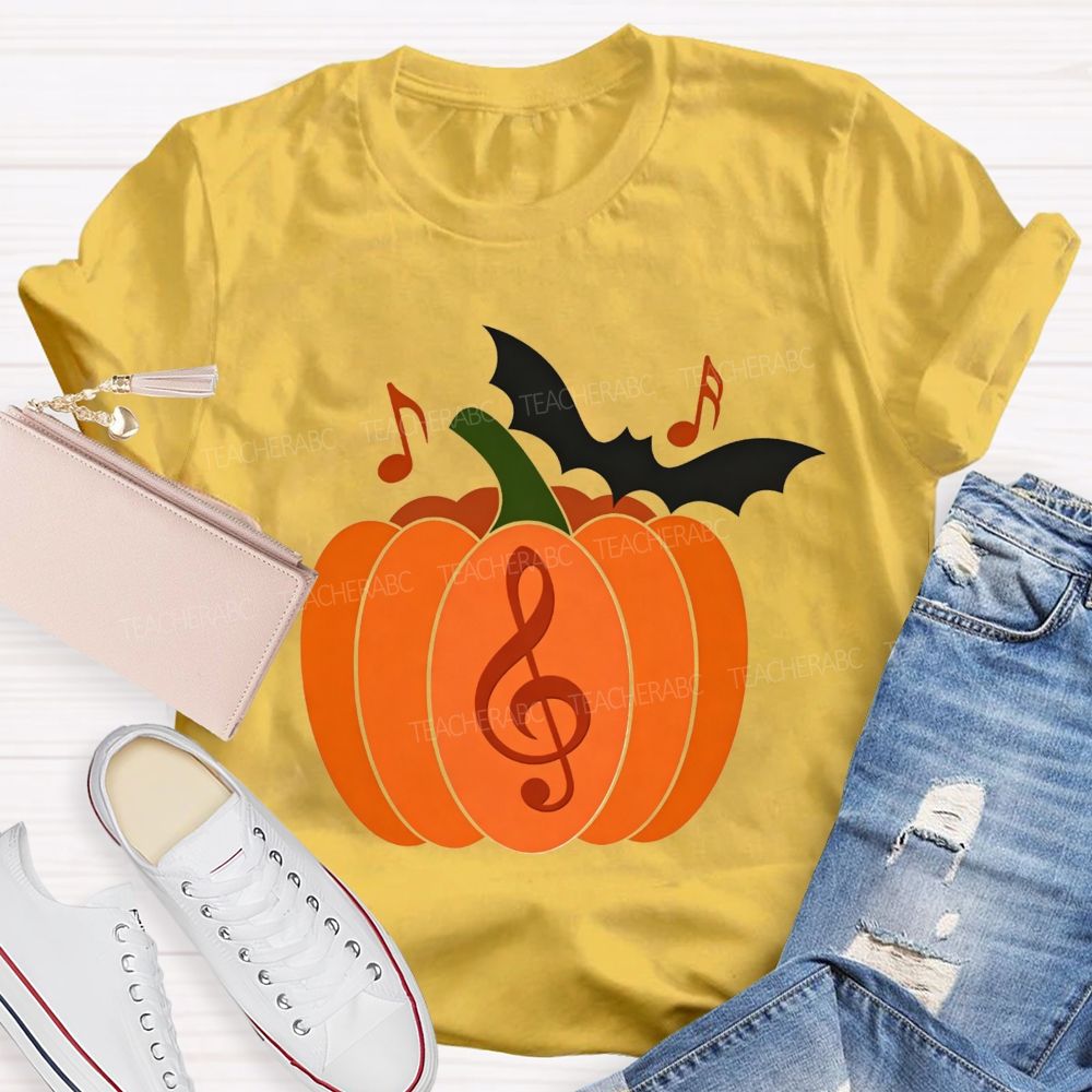 Treble Clef Pumpkin Halloween Music Lover Teacher T-shirt