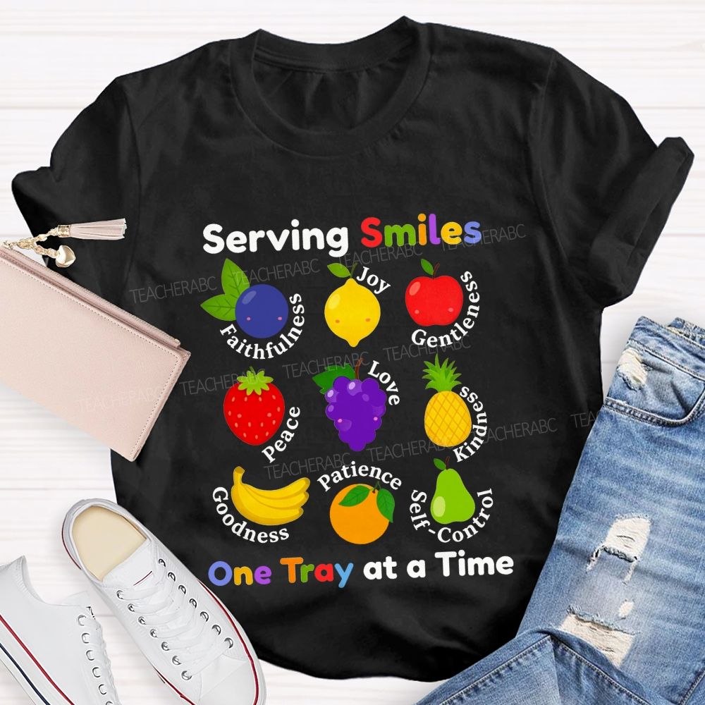 Serving Smiles One Tray At A Time Lunch Lady T-shirt
