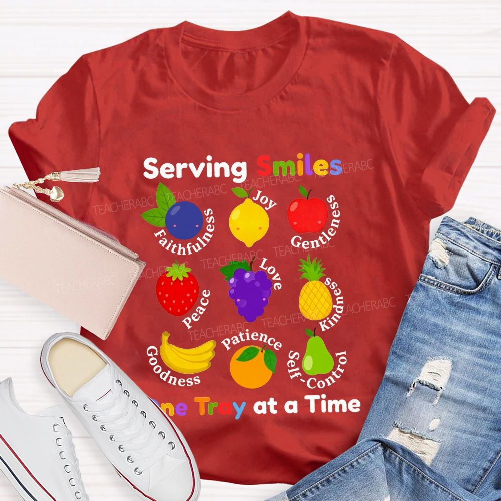 Serving Smiles One Tray At A Time Lunch Lady T-shirt