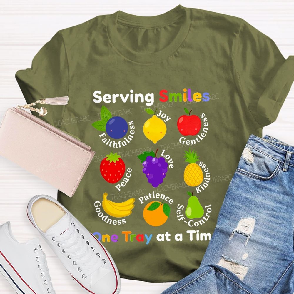 Serving Smiles One Tray At A Time Lunch Lady T-shirt