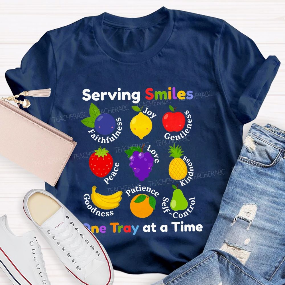 Serving Smiles One Tray At A Time Lunch Lady T-shirt