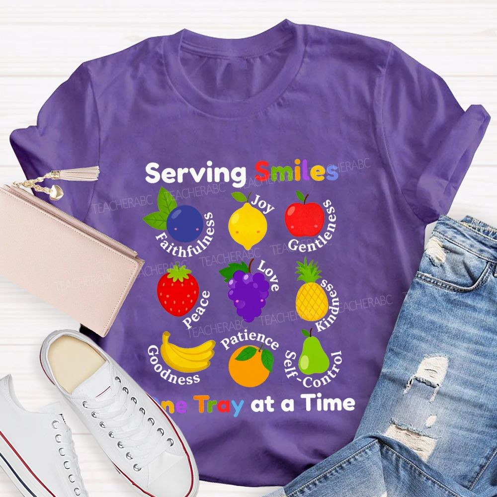 Serving Smiles One Tray At A Time Lunch Lady T-shirt