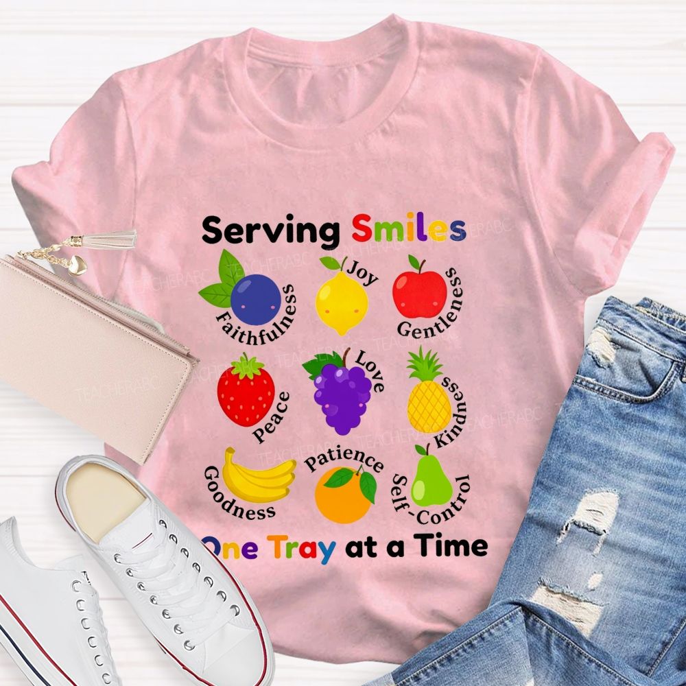 Serving Smiles One Tray At A Time Lunch Lady T-shirt