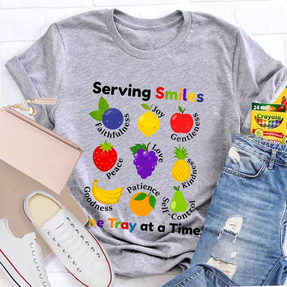 Serving Smiles One Tray At A Time Lunch Lady T-shirt