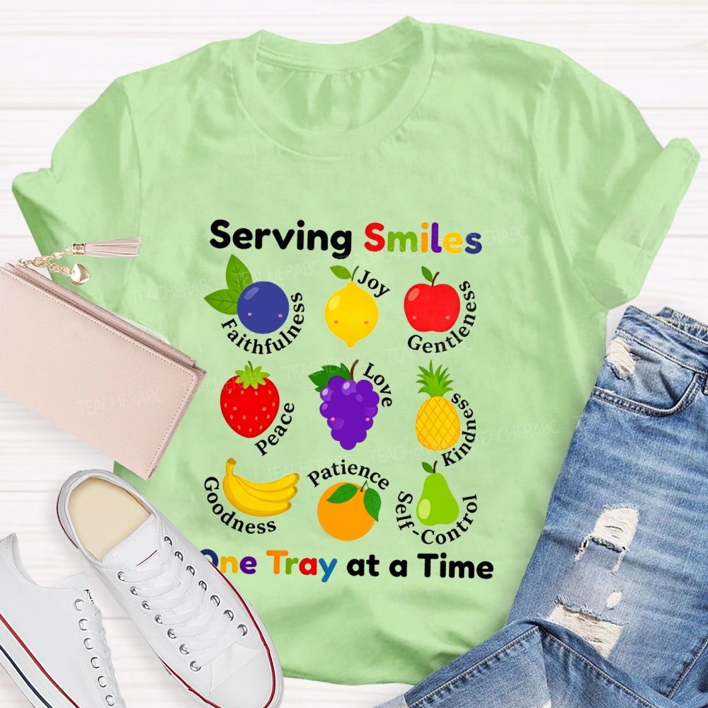 Serving Smiles One Tray At A Time Lunch Lady T-shirt