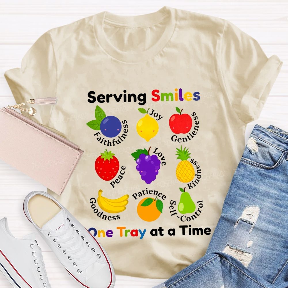 Serving Smiles One Tray At A Time Lunch Lady T-shirt