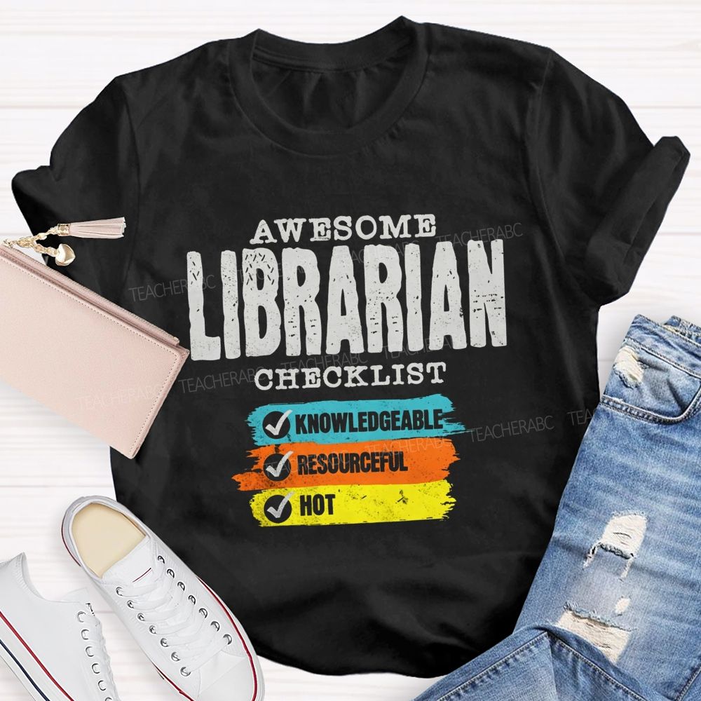 Awesome Librarian Checklist Book Lover T-shirt