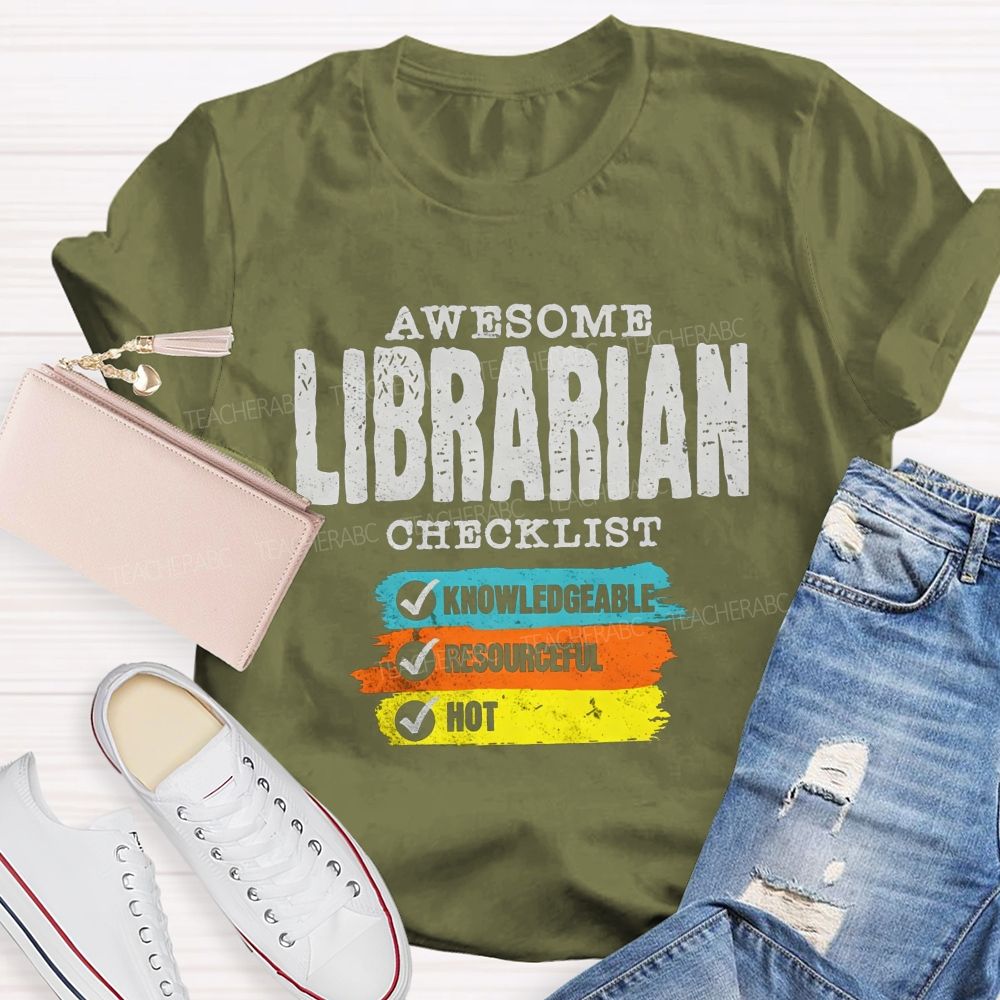 Awesome Librarian Checklist Book Lover T-shirt