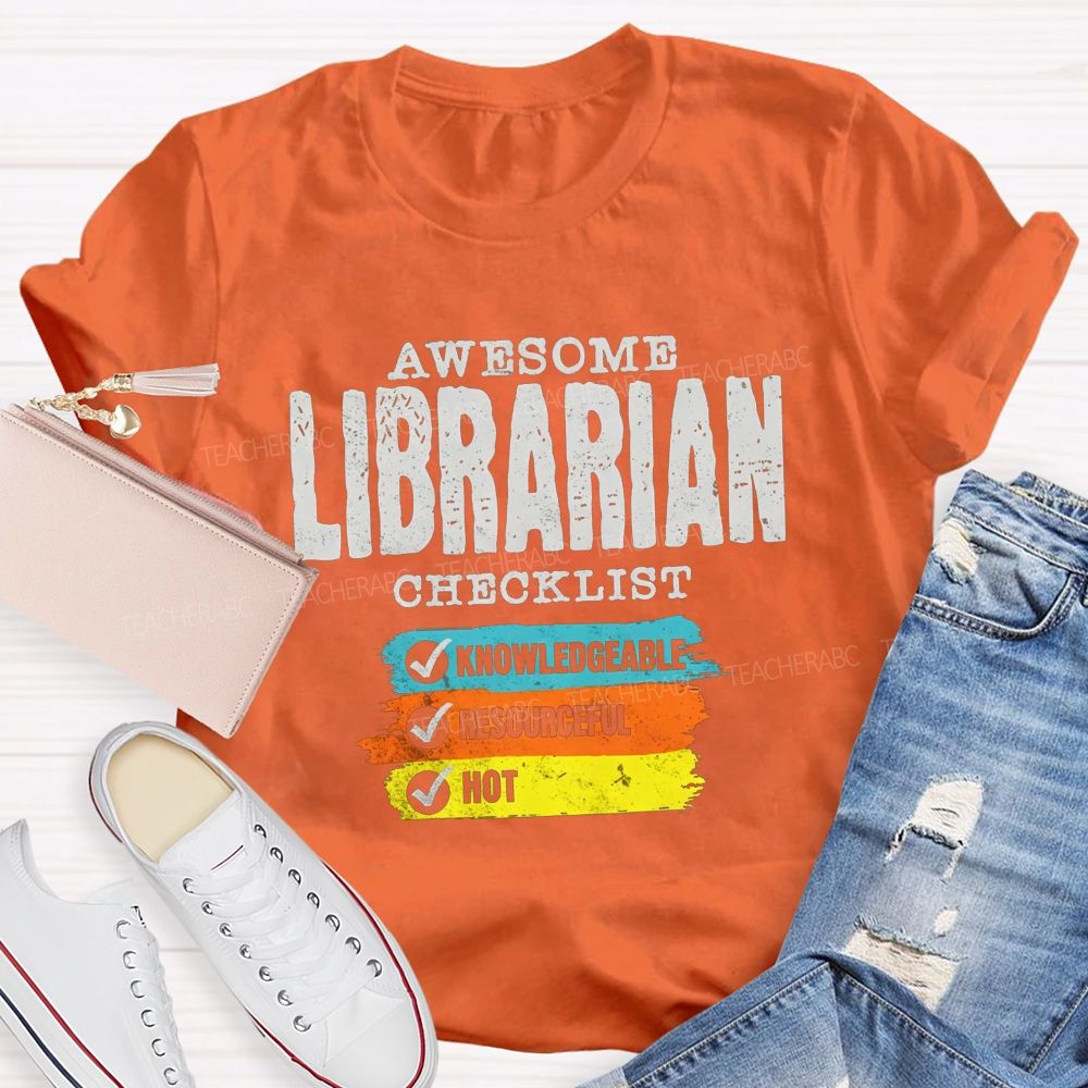 Awesome Librarian Checklist Book Lover T-shirt