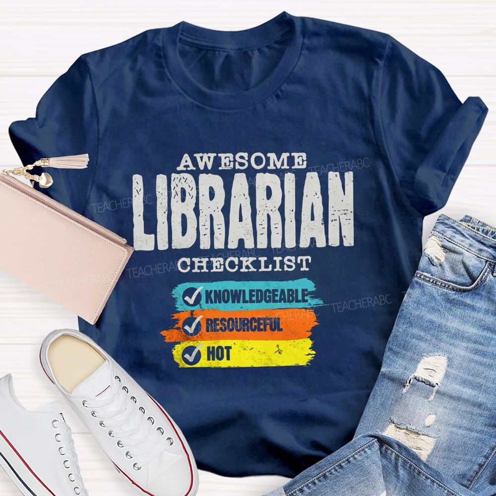 Awesome Librarian Checklist Book Lover T-shirt