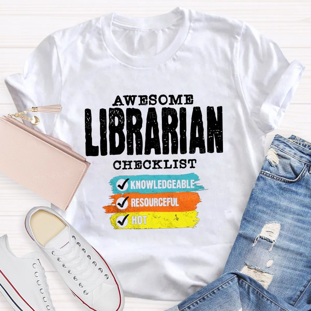 Awesome Librarian Checklist Book Lover T-shirt