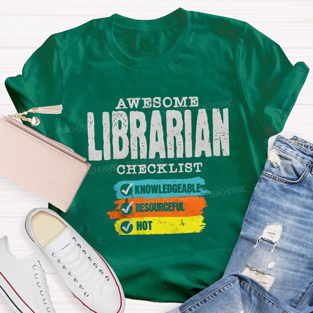 Awesome Librarian Checklist Book Lover T-shirt