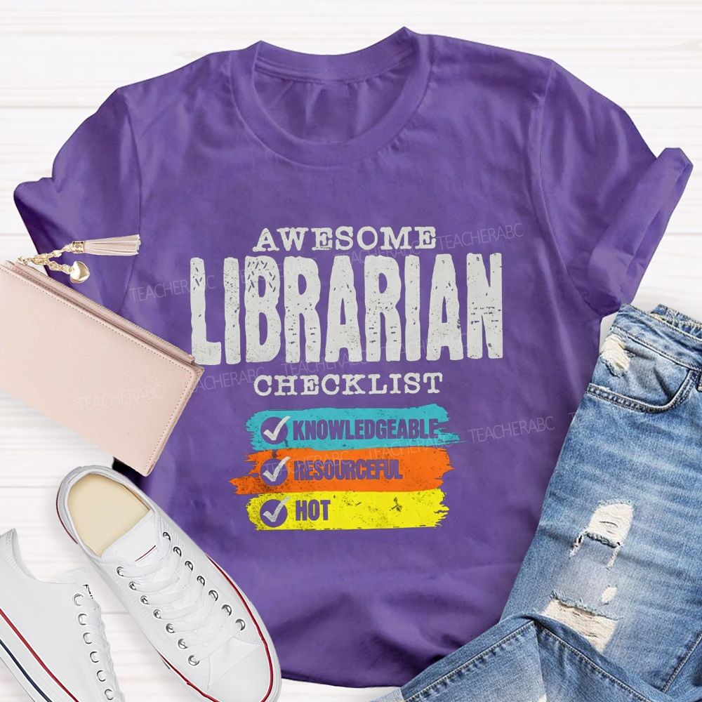 Awesome Librarian Checklist Book Lover T-shirt