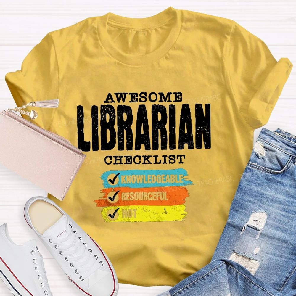 Awesome Librarian Checklist Book Lover T-shirt