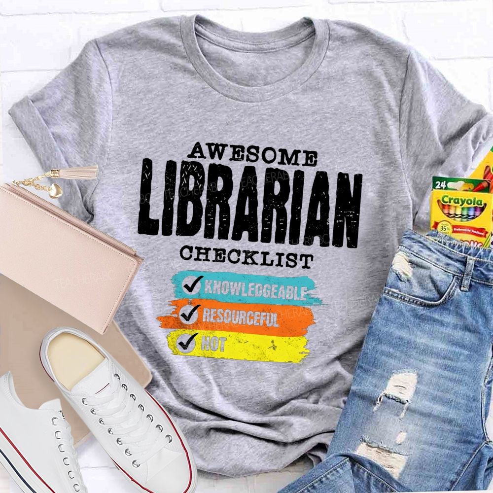 Awesome Librarian Checklist Book Lover T-shirt