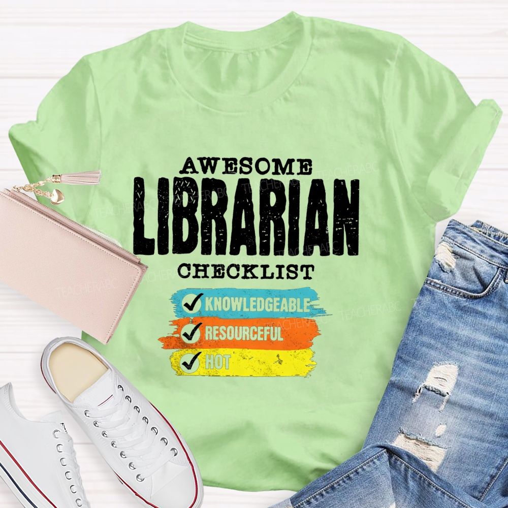 Awesome Librarian Checklist Book Lover T-shirt