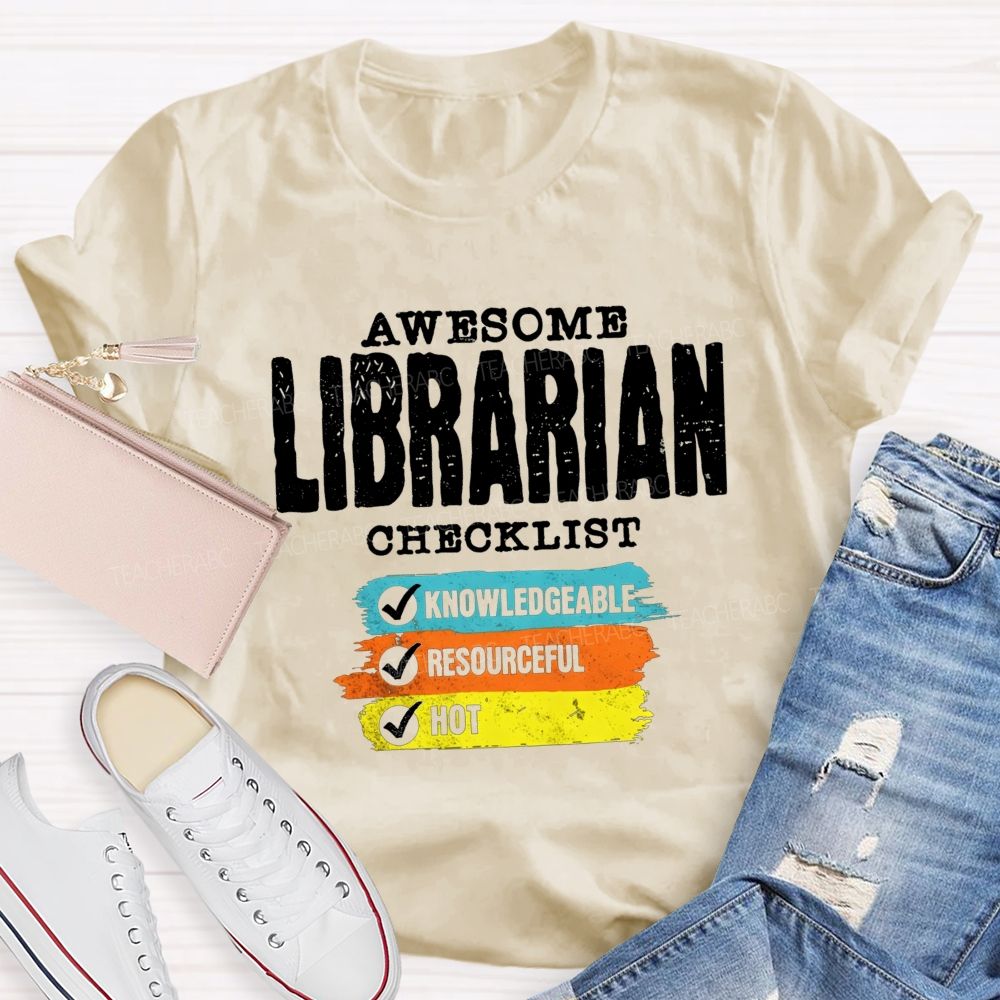 Awesome Librarian Checklist Book Lover T-shirt