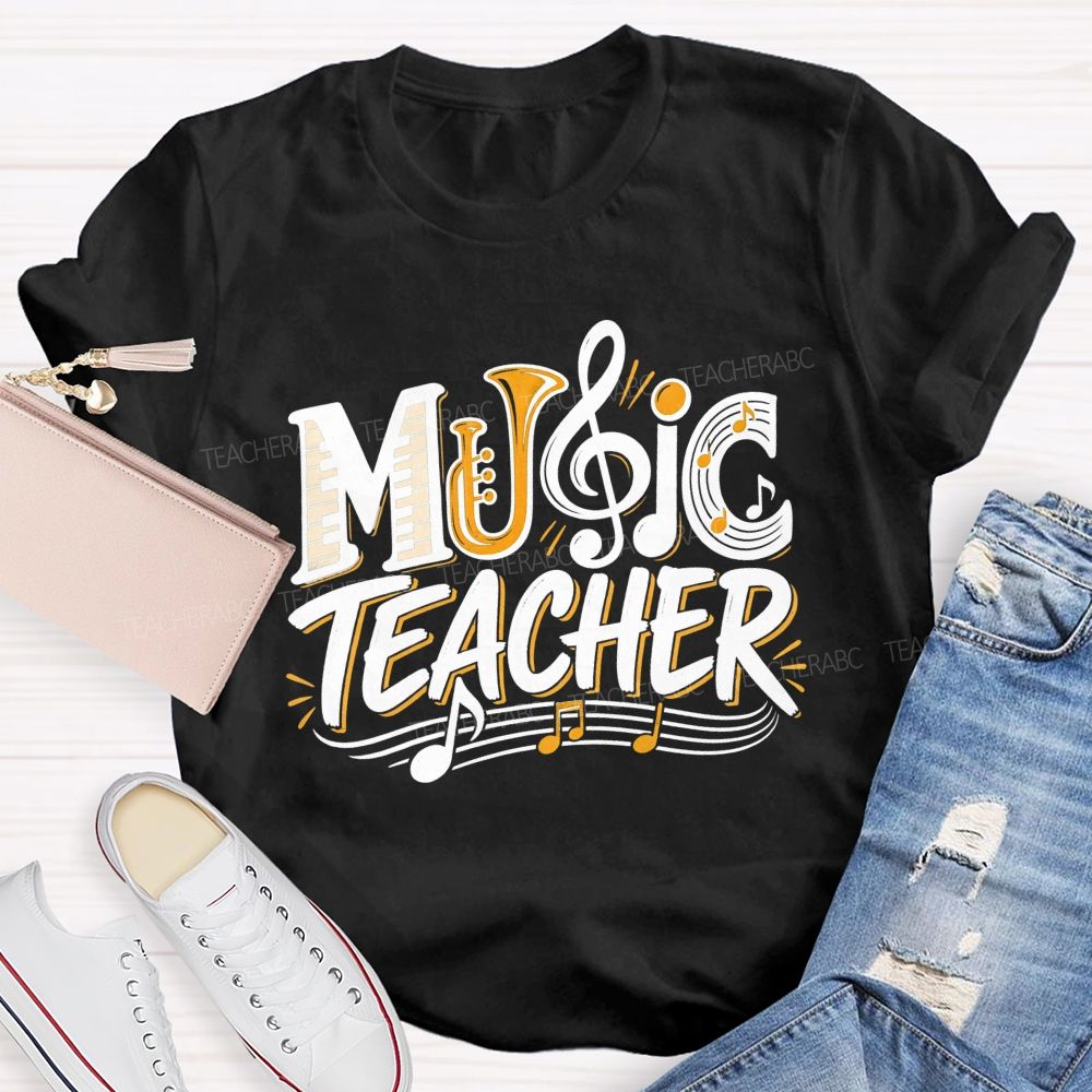 Music Teacher Letter Fusion And Treble Teacher T-shirt