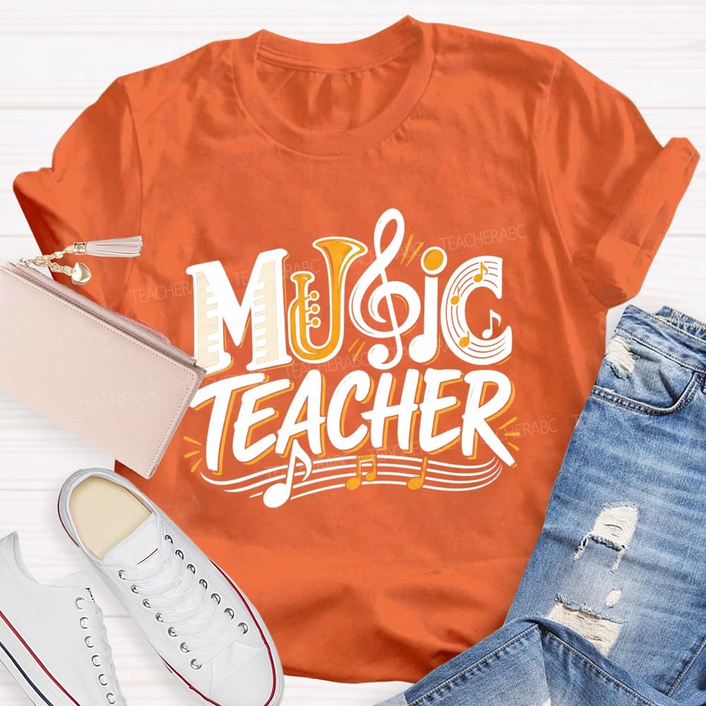 Music Teacher Letter Fusion And Treble Teacher T-shirt
