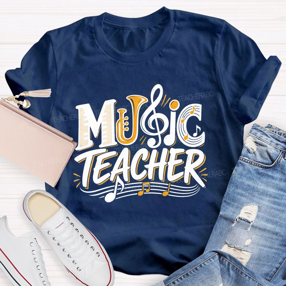 Music Teacher Letter Fusion And Treble Teacher T-shirt
