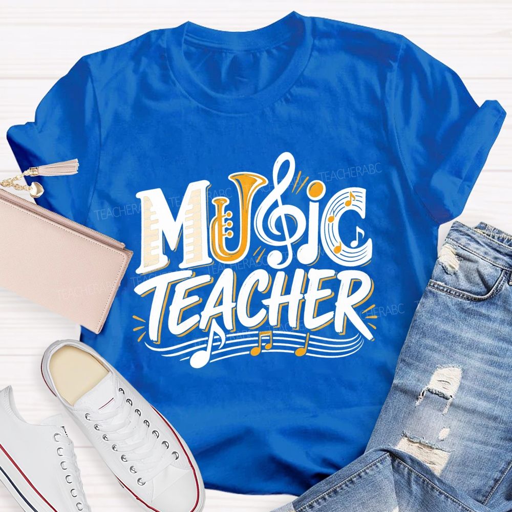 Music Teacher Letter Fusion And Treble Teacher T-shirt