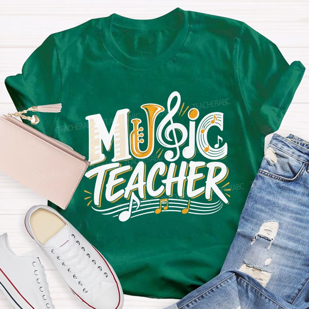 Music Teacher Letter Fusion And Treble Teacher T-shirt