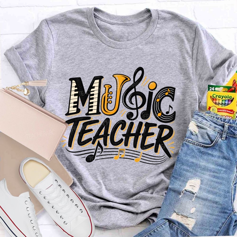 Music Teacher Letter Fusion And Treble Teacher T-shirt