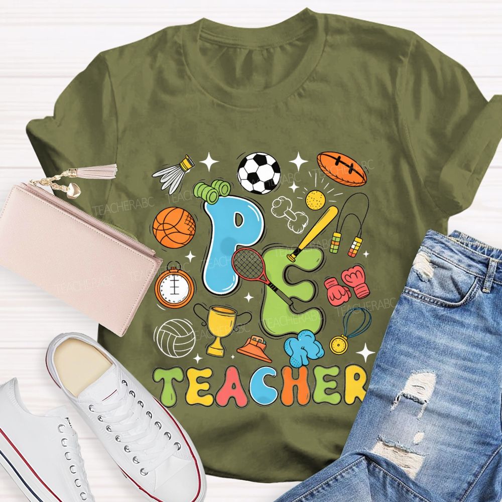 All Sports Vibes For Pe Teacher Physical Education Teacher T-shirt