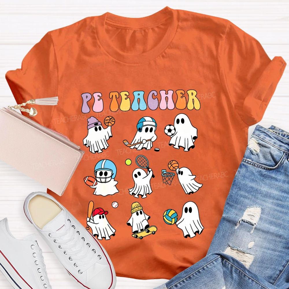 Spooky Sport Ghosts Halloween Pe Teacher Vibes T-shirt