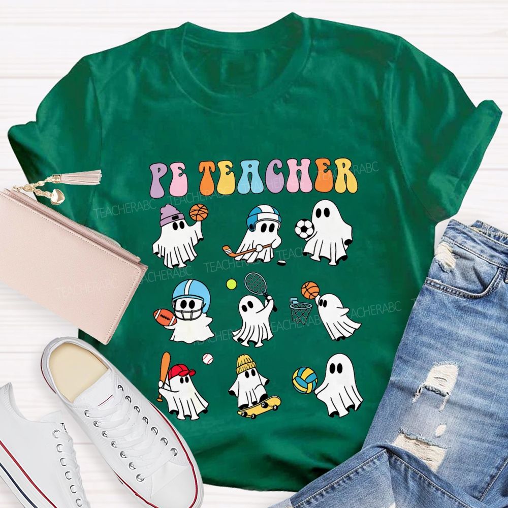 Spooky Sport Ghosts Halloween Pe Teacher Vibes T-shirt
