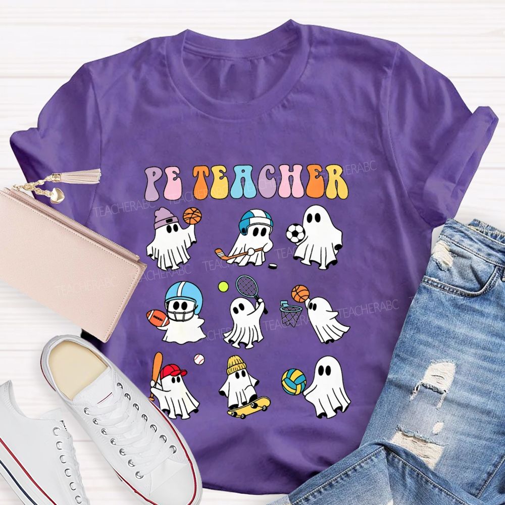 Spooky Sport Ghosts Halloween Pe Teacher Vibes T-shirt