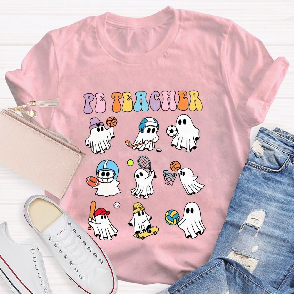 Spooky Sport Ghosts Halloween Pe Teacher Vibes T-shirt