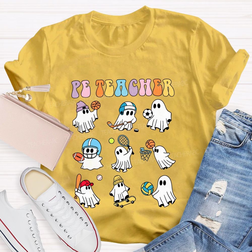 Spooky Sport Ghosts Halloween Pe Teacher Vibes T-shirt