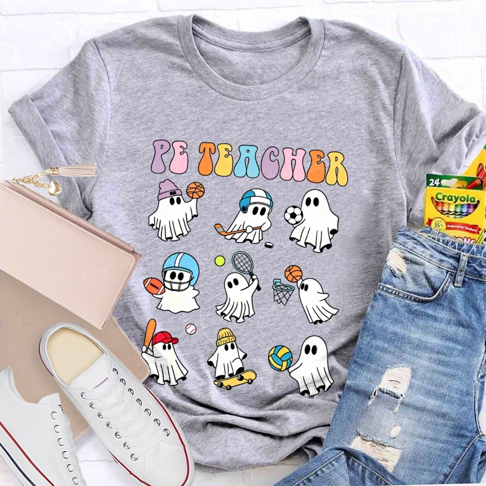 Spooky Sport Ghosts Halloween Pe Teacher Vibes T-shirt