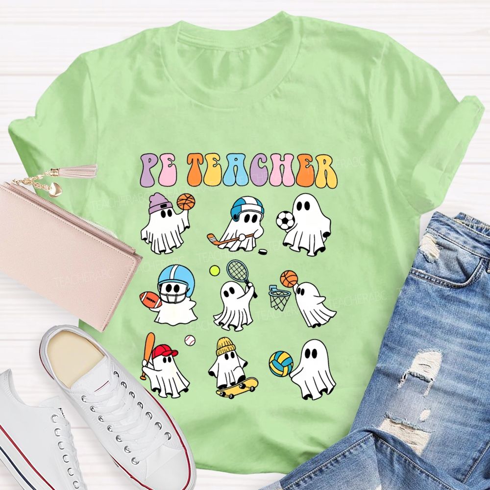 Spooky Sport Ghosts Halloween Pe Teacher Vibes T-shirt