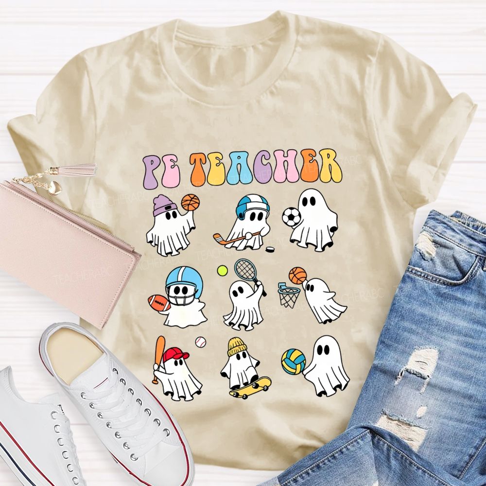 Spooky Sport Ghosts Halloween Pe Teacher Vibes T-shirt