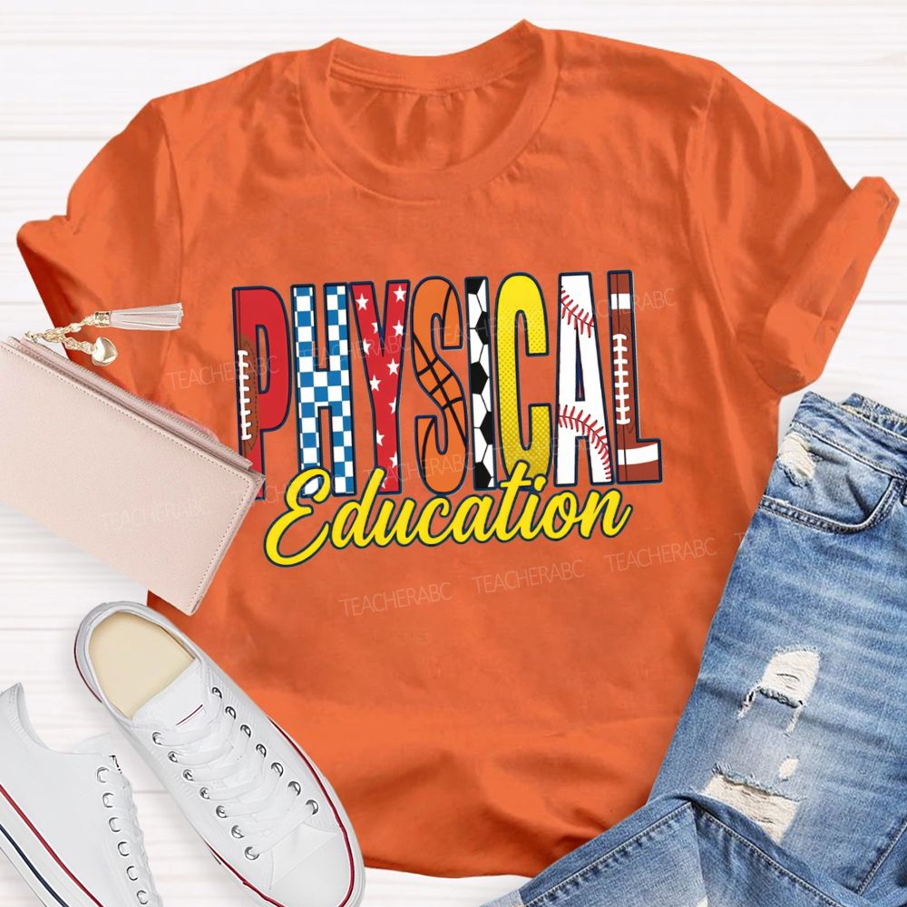 Pe Teacher Physical Education Vibes Football Basketball Baseball Teacher T-shirt