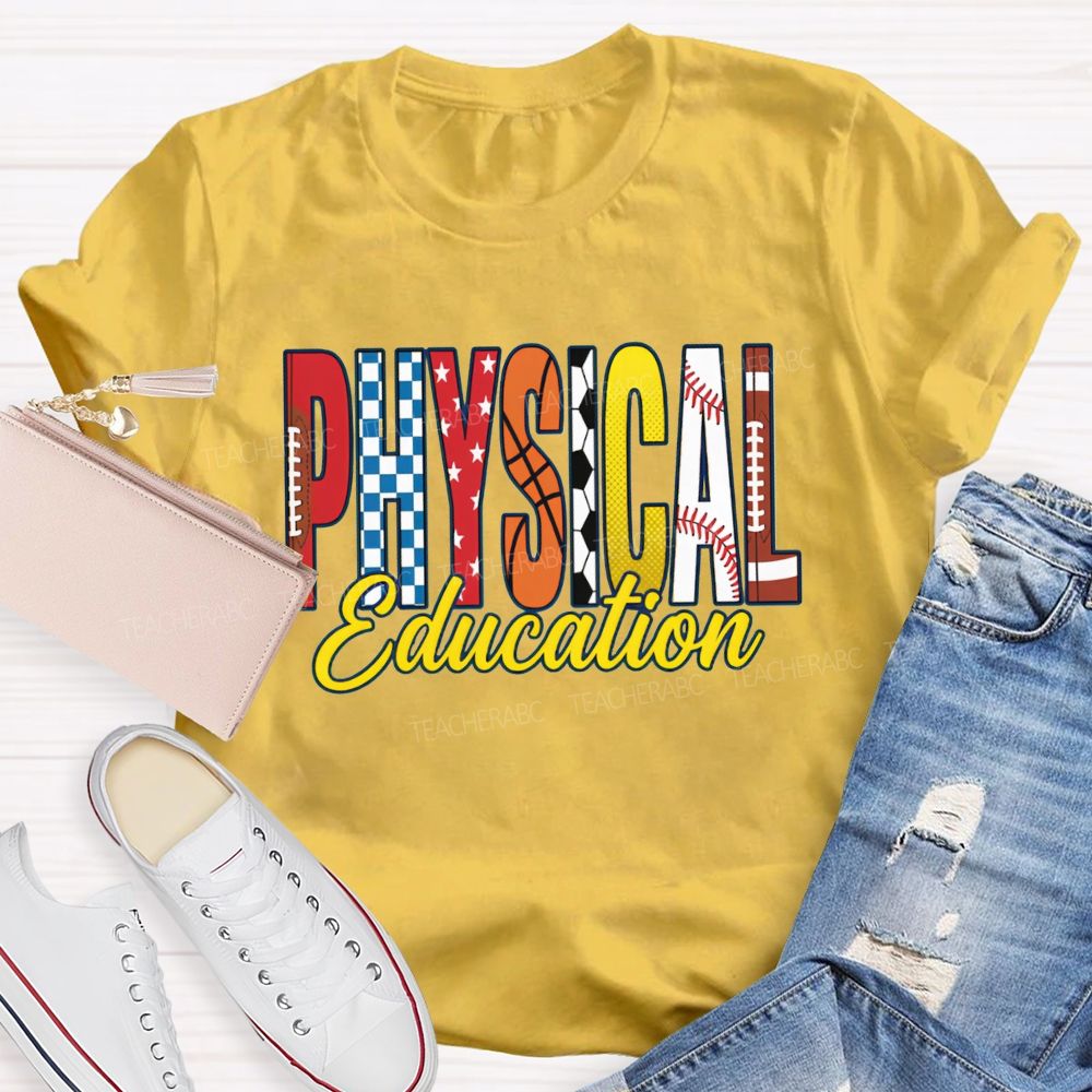 Pe Teacher Physical Education Vibes Football Basketball Baseball Teacher T-shirt
