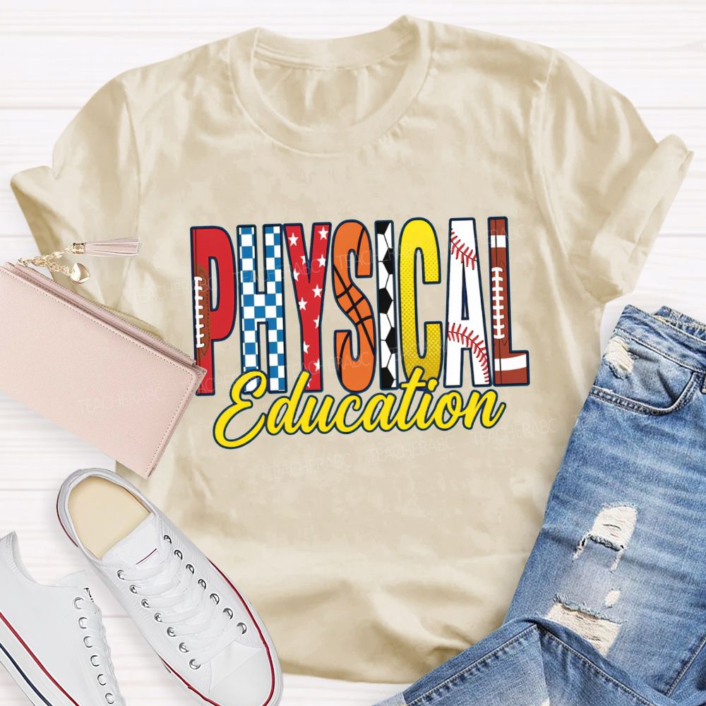 Pe Teacher Physical Education Vibes Football Basketball Baseball Teacher T-shirt